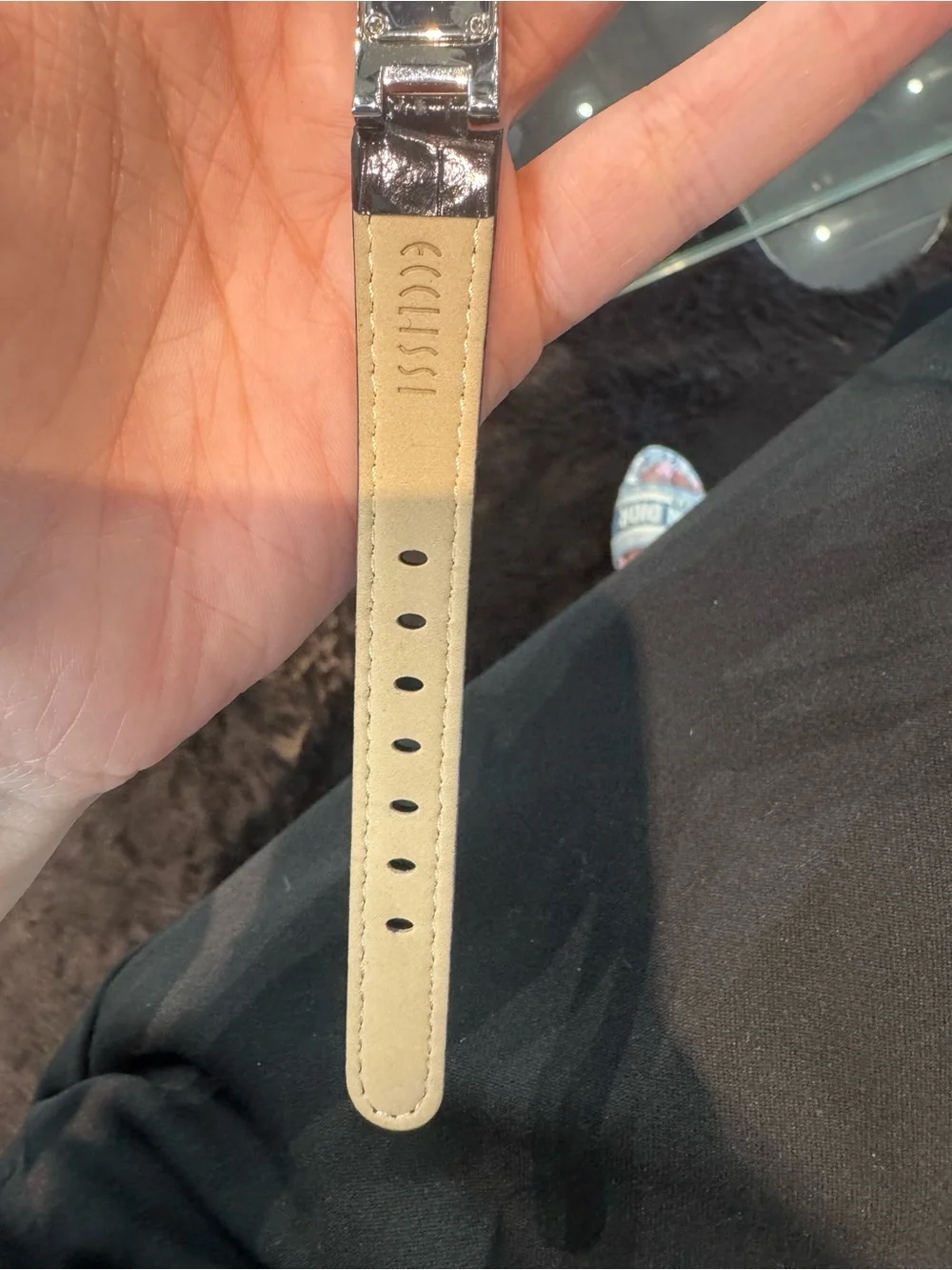 Emporio Armani Women's Slimline Rectangular Watch - Crystal Bezel & Black strap